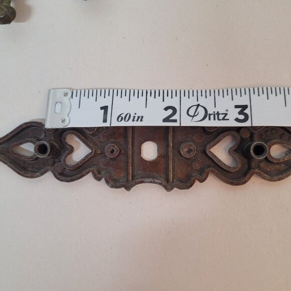 Vintage Metal Brass Hardware Drawer Pulls & Covers 14 Pc Set w Brackets - Picture 7 of 9